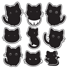 set of funny cartoon cats stickers