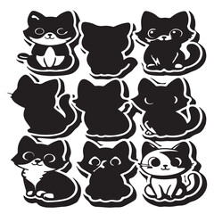 set of funny cartoon cats stickers