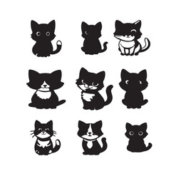 set of funny cartoon cats stickers