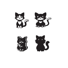 set of funny cartoon cats stickers
