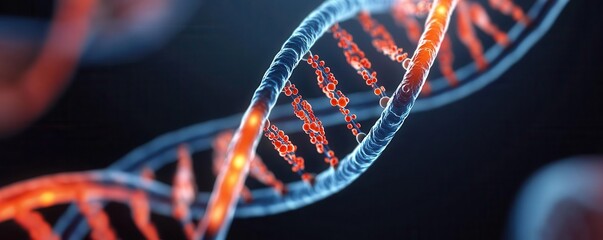 A digital rendering of a human genome, with key genes highlighted, symbolizing advancements in personalized medicine