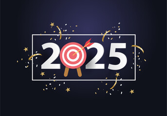 Obraz premium happy new year 2025. Number 2025 with Arrow in target 