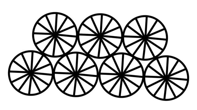 wheels rotating on white background animation video