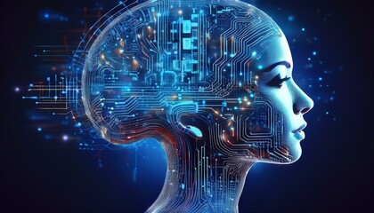 Obraz premium AIや人口知能の電子的電脳的なイメージ画像