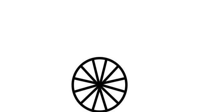 wheel rotating on white background animation video