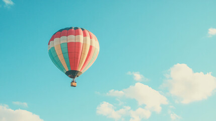Obraz premium Balloon floating against a clear blue sky, evoking a sense of adventure, freedom, and wonder as it drifts gently through the air Generative AI