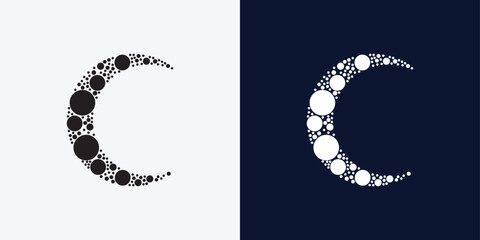 Moon logo design template. Crescent moon logo.