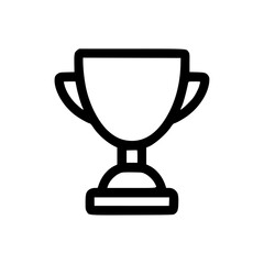 Minimalist black and white illustration of a trophy icon, representing victory and achievement in a simple, clean design style.