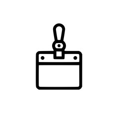 Obraz premium Minimalistic black and white icon of an ID badge with a simple clip on top, symbolizing identification and organization.