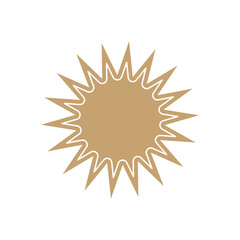 Vector beige shape starburst icon, sunburst badge sale. Design element Empty tag stamp price