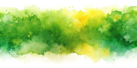 Fototapeta premium green and yellow abstract watercolor background with panoramic view