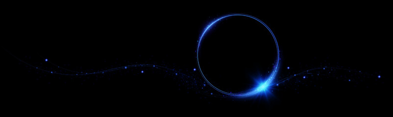Neon magic circle.Futuristic light circle for background.Light frame.Vector.Magic portal.	