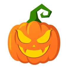 Jack O Lantern illustration vector, Isolate Halloween Decoration graphic elements on white background, Orange Celebrate Clip art in Flat style, Monster Character design, Stock (Editable)