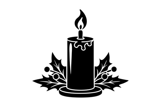 recommend clip art: christmas candles silhouette vector illustration