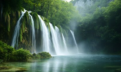 Obraz premium Stunning Nature Landscapes: Mountains, Forests, Oceans, and Serene Vistas.