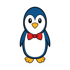 Cute Cartoon Penguin with Bow Tie Clipart.Penguin Clipart with Bow Tie Vector Design