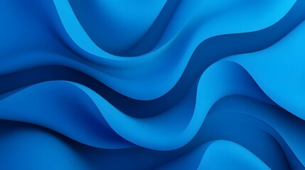 Fototapeta premium Blue abstract background with wavy lines and geometric shapes, simple minimal design