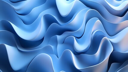 Fototapeta premium Blue abstract background with wavy lines and geometric shapes, simple minimal design