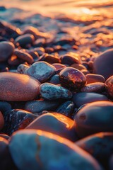 Obraz premium Beautiful stones on the seashore. Generated by ai.