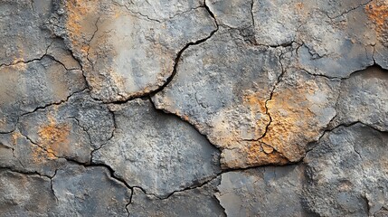 Cracked and Weathered Surface with Orange and Grey Tones