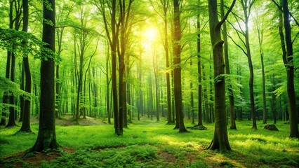 Fototapeta premium Green forest trees creating a healthy environment