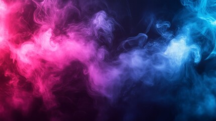 Black background with neon pink and blue smoke
