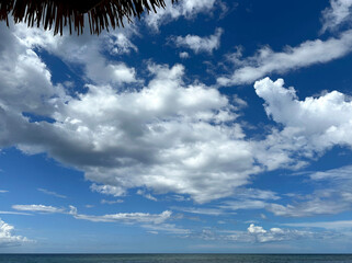 Blue Clear Cloudy Sky Atmosphere Background Clouds