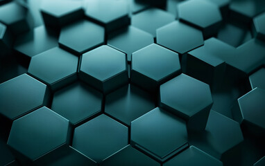 Naklejka premium Modern hexagon background in shades of teal and black. Generative AI