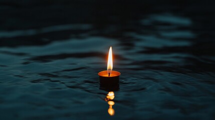 Fototapeta premium A candle is floating on the surface of the water