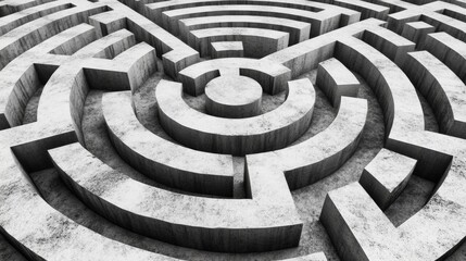 A maze made of concrete blocks with a circular center