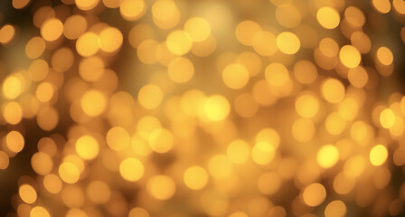Fototapeta premium Golden Christmas background with abstract bokeh effect. Blurred glittering lights and sparkles create a luxurious atmosphere. Magical festive background with space for text, perfect for greeting cards
