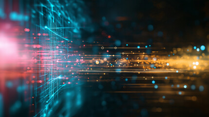 A beauty futuristic abstract background in a high-tech style. Shining lines and patterns resembling neural networks, connections, and digital circuits.