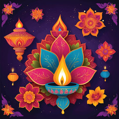 Colorful Diwali Greetings  background