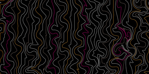 Abstract lines wave in black background. Abstract line background design. Black background design. Illustration. Vector. 