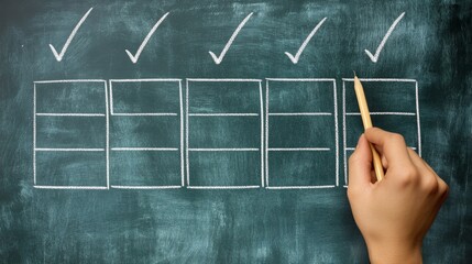 Checklist on Blackboard with Hand Writing