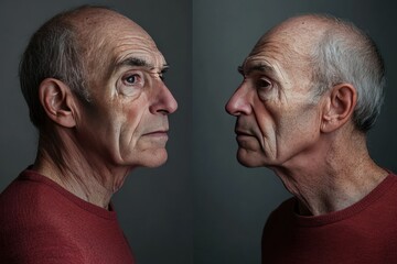 Fototapeta premium Senior Man Expressing Deep Emotion and Discomfort