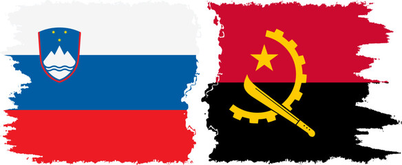 Angola and Slovenia grunge flags connection, vector