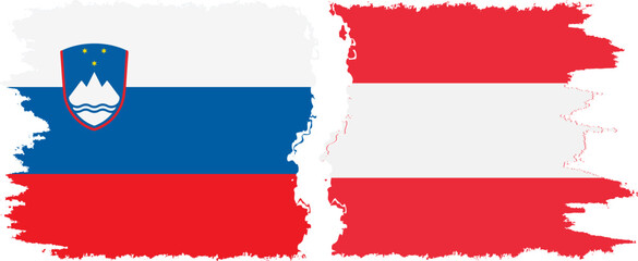 Austria and Slovenia grunge flags connection, vector