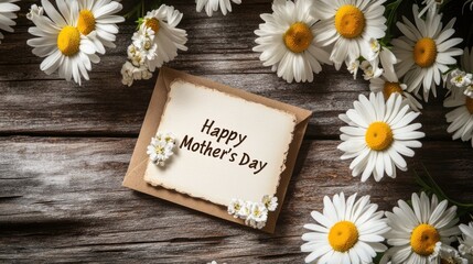 Obraz premium Happy Mother's Day Greeting Card with Daisies