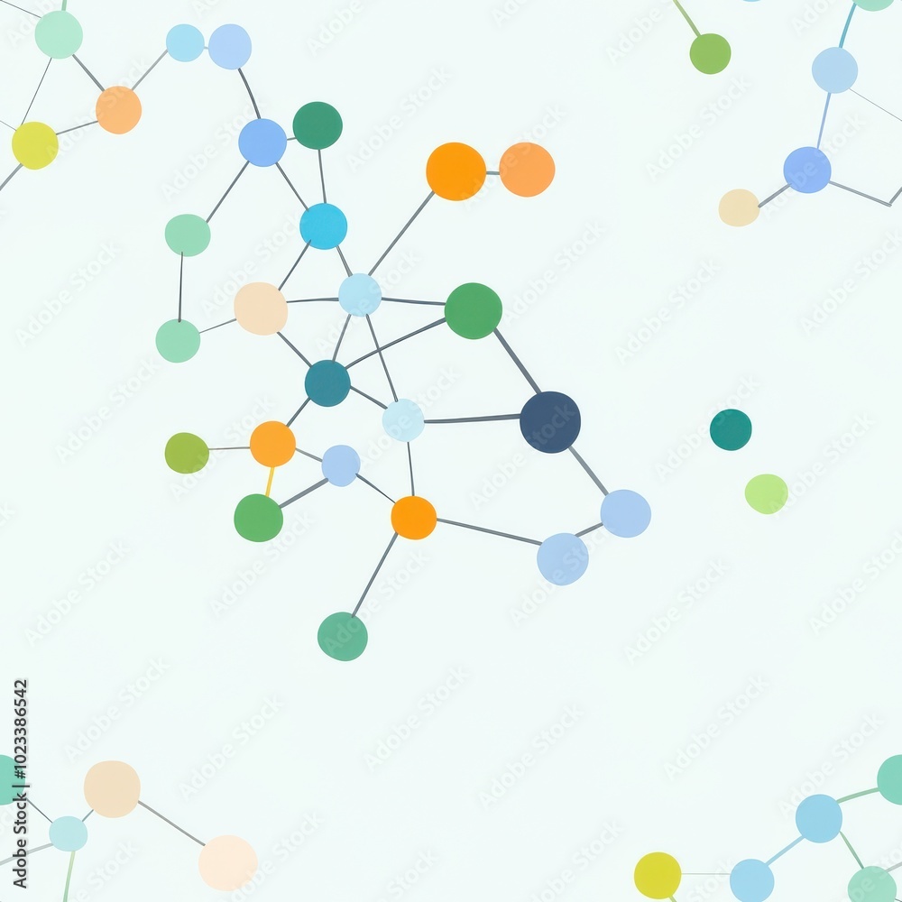 Poster minimalist network design with futuristic nodes and grid, seamless pattern