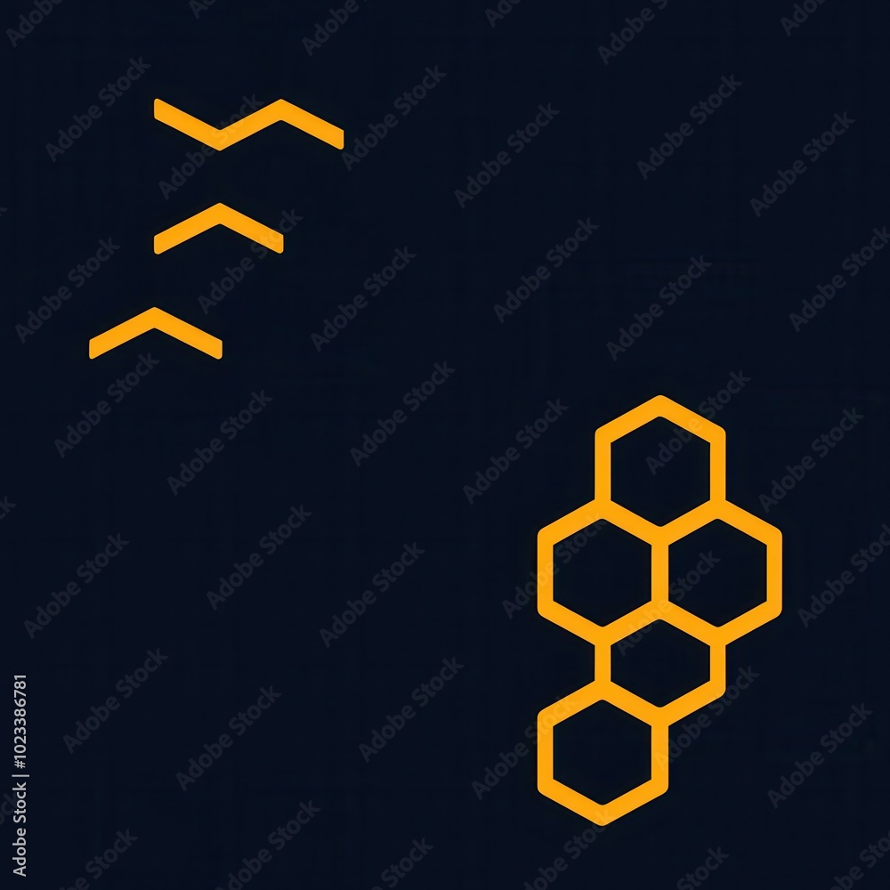 Poster futuristic minimal tech design with hexagons and grid, seamless pattern