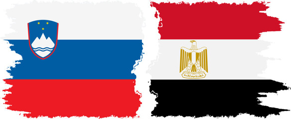 Egypt and Slovenia grunge flags connection, vector