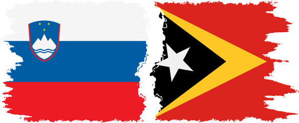 Timor-Leste - East Timor and Slovenia grunge flags connection, vector