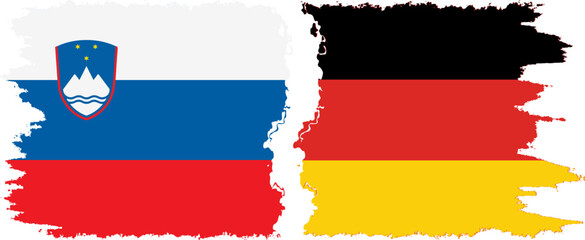 Germany and Slovenia grunge flags connection, vector