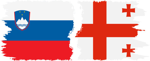 Georgia and Slovenia grunge flags connection, vector