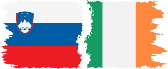 Ireland and Slovenia grunge flags connection, vector