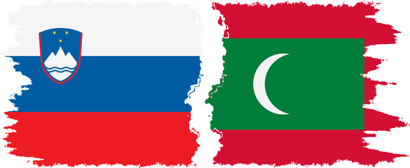 Maldives and Slovenia grunge flags connection, vector