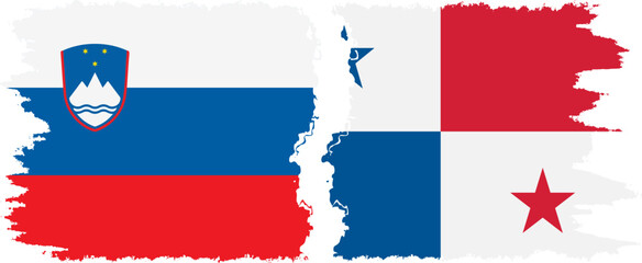 Panama and Slovenia grunge flags connection, vector