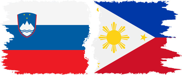 Fototapeta premium Philippines and Slovenia grunge flags connection, vector