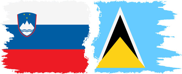 Saint Lucia and Slovenia grunge flags connection, vector